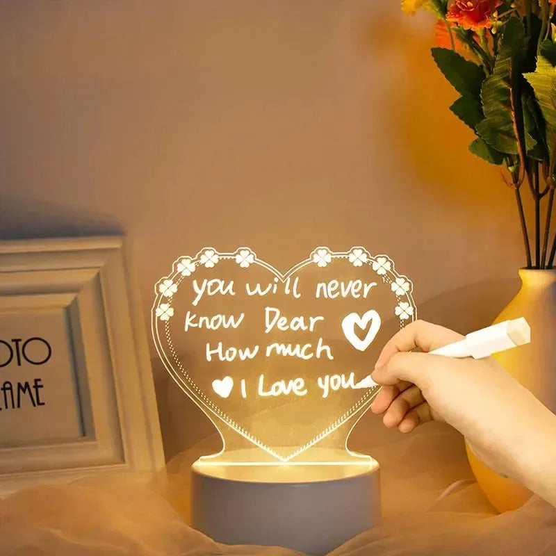 USB Rewritable Message Board Creative LED Note Board Night Light Warm Soft Light for Children Girlfriend Table Decor Night Lamp