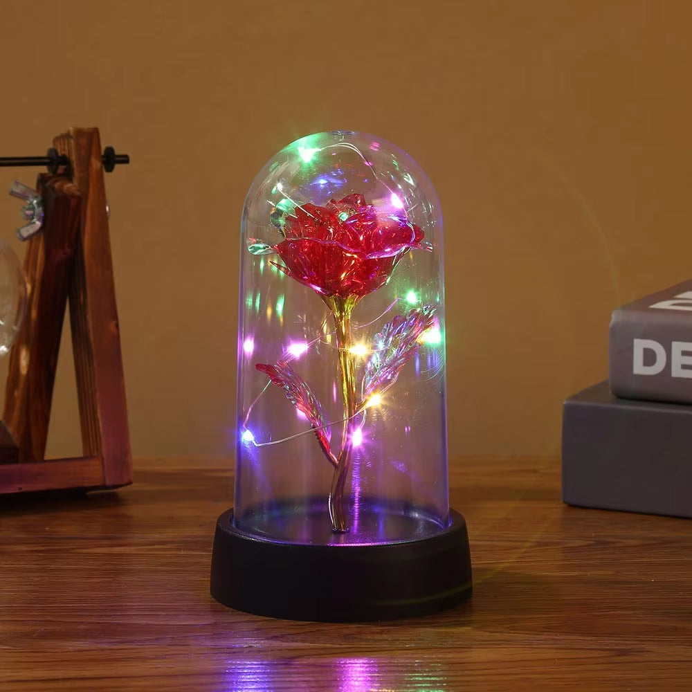 1Pc Hot LED Enchanted Galaxy Rose Eternal Beauty Rose with Fairy Lights in Dome for Valentine'S Day Wedding Party M'S Day